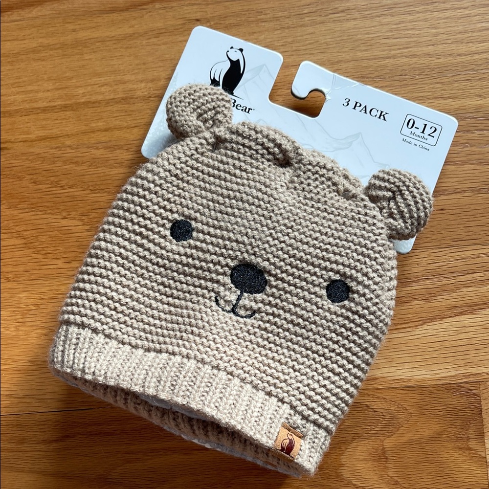 NWT Themed Tan Knit Baby Hat